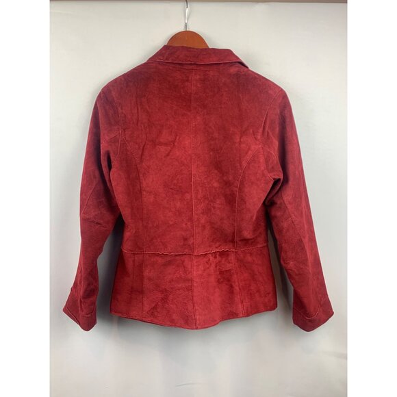 Brandon Thomas Womens Red Leather Blazer Jacket Size M - Picture 4 of 4